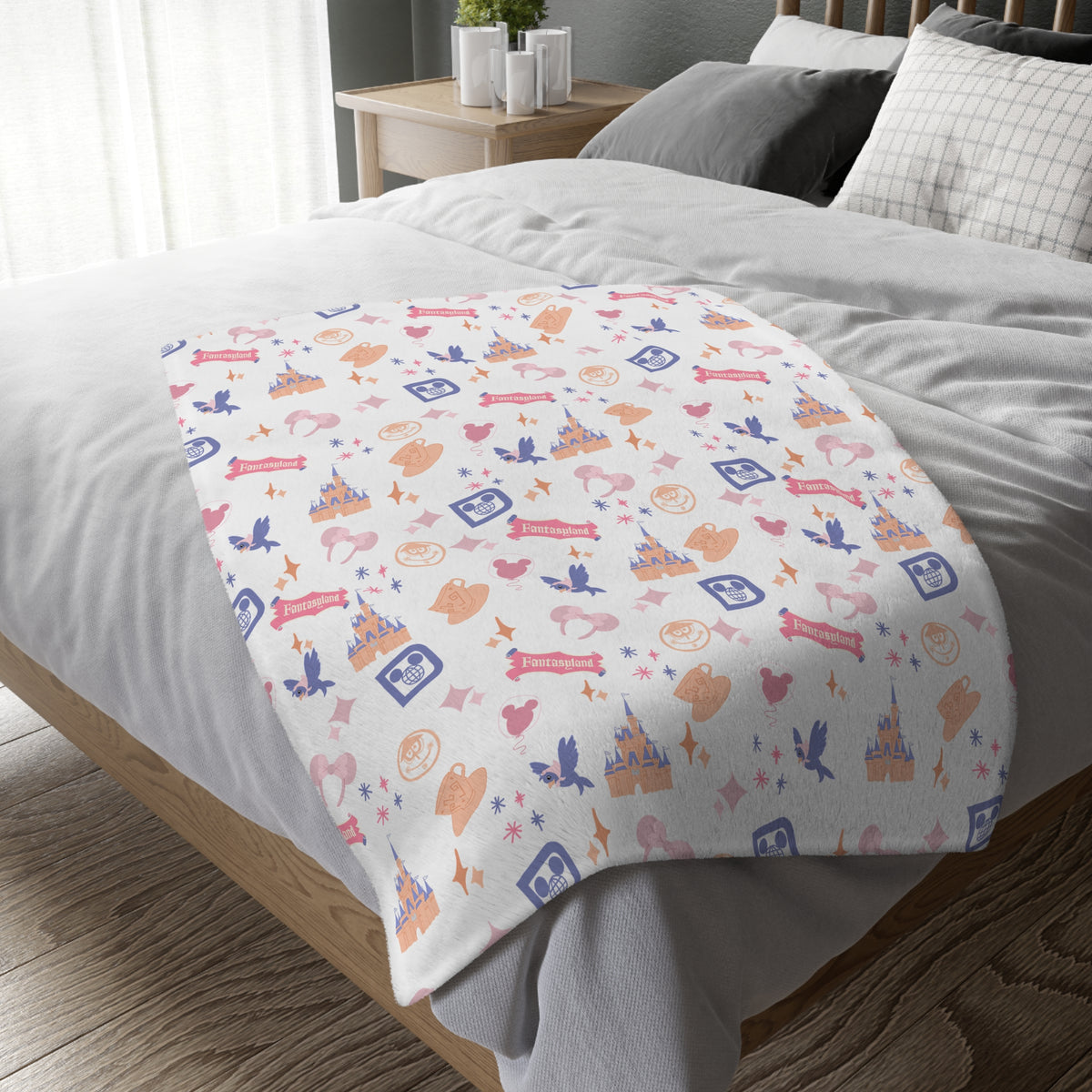 theme park fantasy land pattern blanket, fantasy magic 40x80 velveteen blanket double-sided printed sparkle paperie house