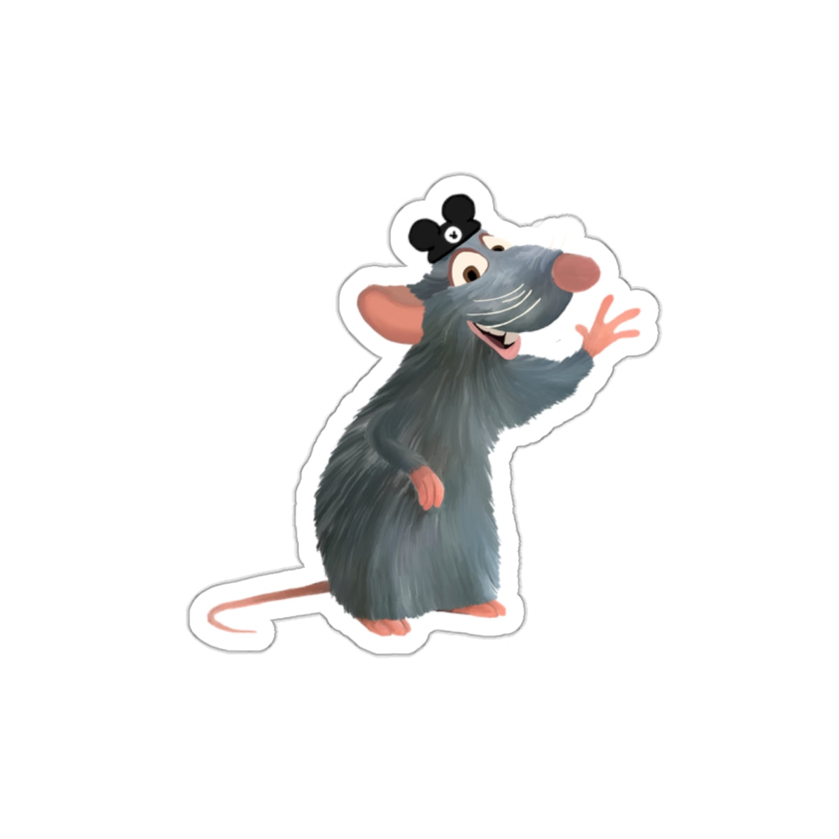 theme park remy wearing mouse ears sticker, sparkle paperie house remy sticker