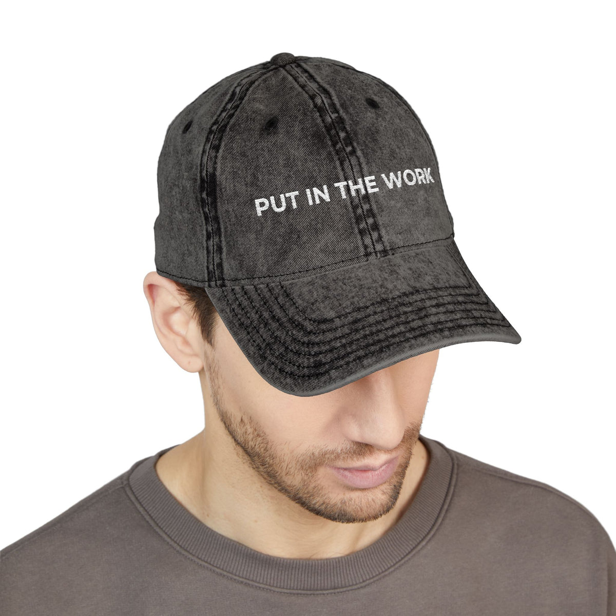 motivational destressed stylish baseball cap put in the work, sparkle paperie house