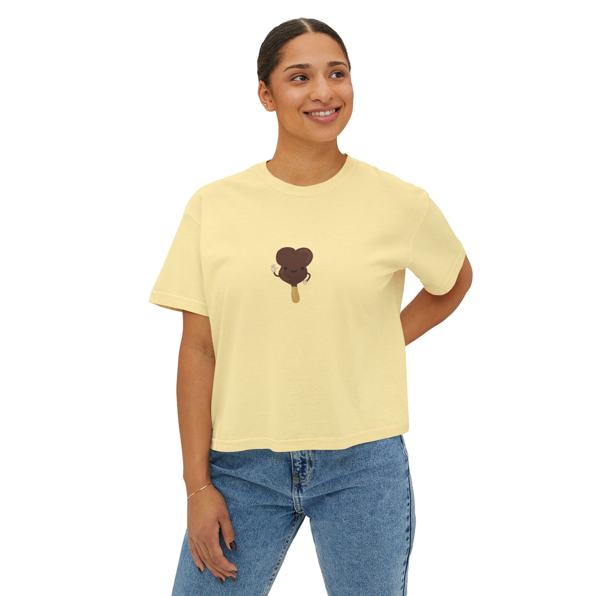 theme park mouse shaped ice cream bar women boxy shirt, sparkle paperie house