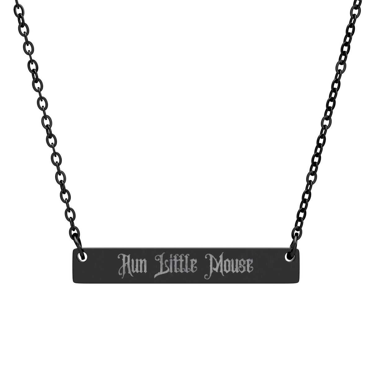 dark romance "Run Little Mouse" engraved necklace, sparkle paperie house romance reader necklace