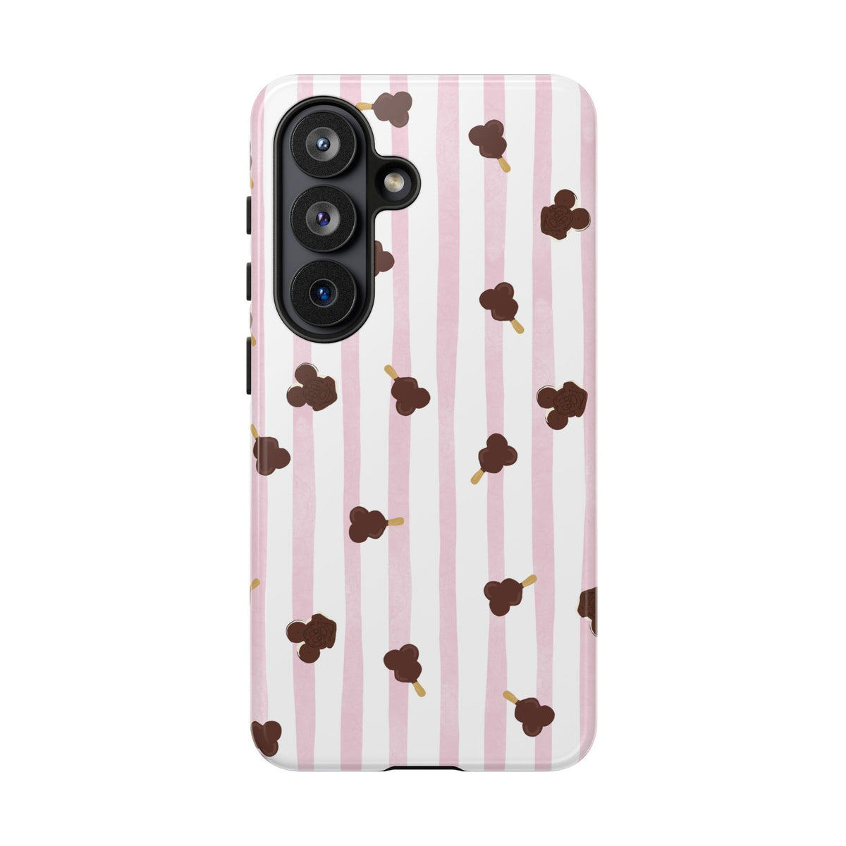 theme park mouse shaped ice cream with pink stripe tough phone case, sparkle paperie house