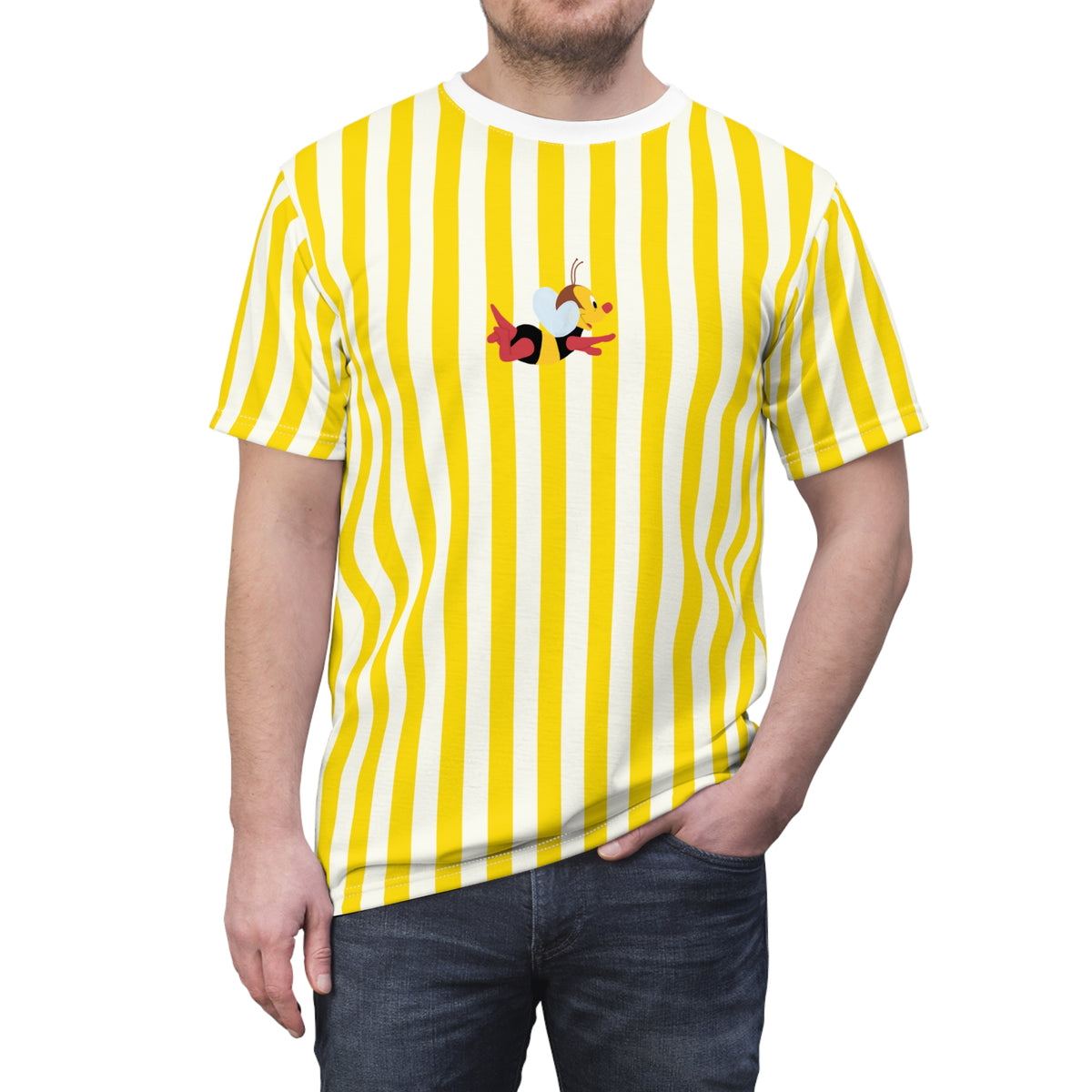 theme park t-shirt yellow stripe spikey bee, enchanted garden festival sparkle paperie house