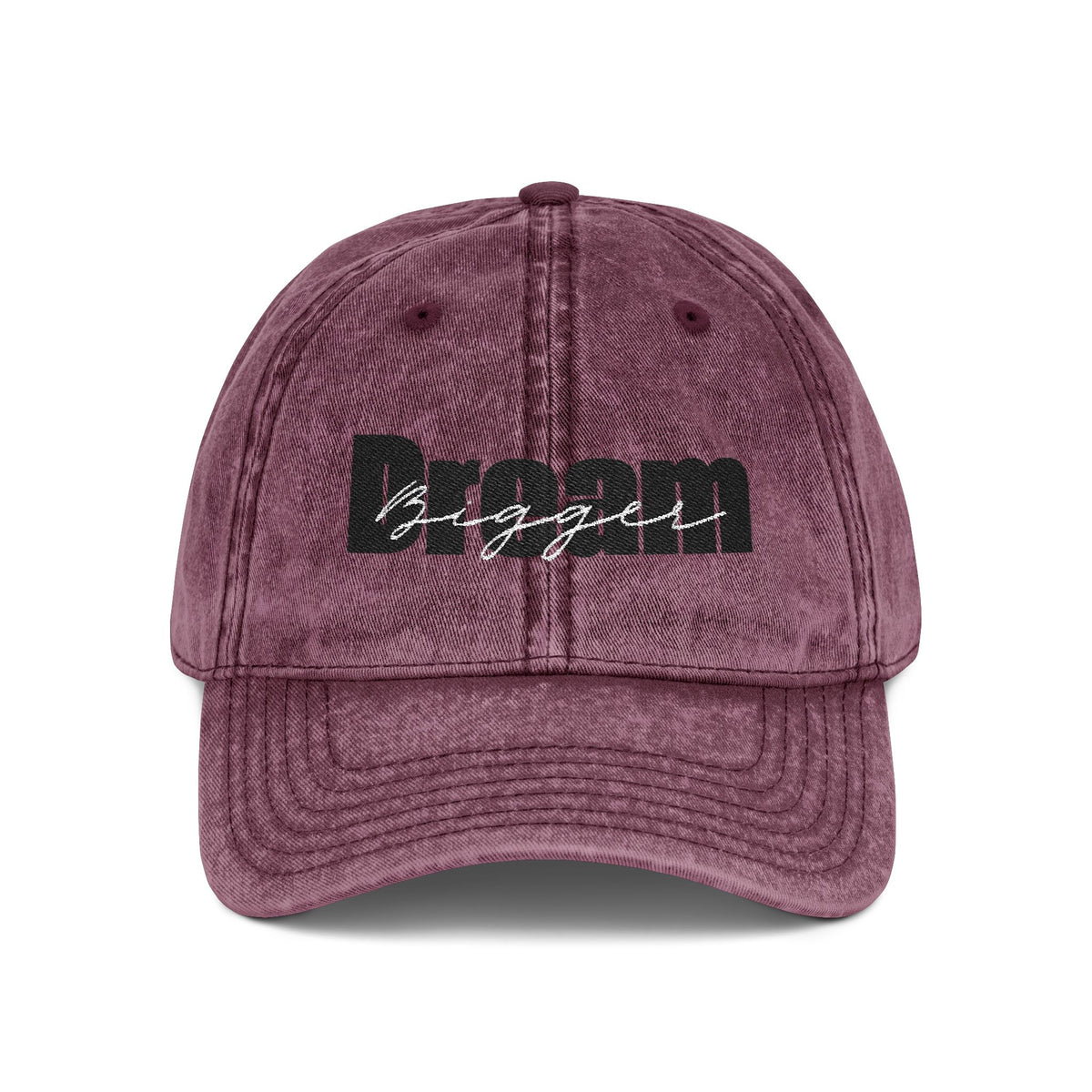 Motivational Black Dream Bigger Embroidery Vintage Cap