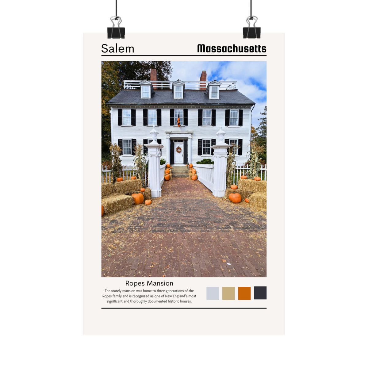 Salem Massachusetts Ropes Mansion Autumn Photograph Wall Art 8x12, sparkle paperie house