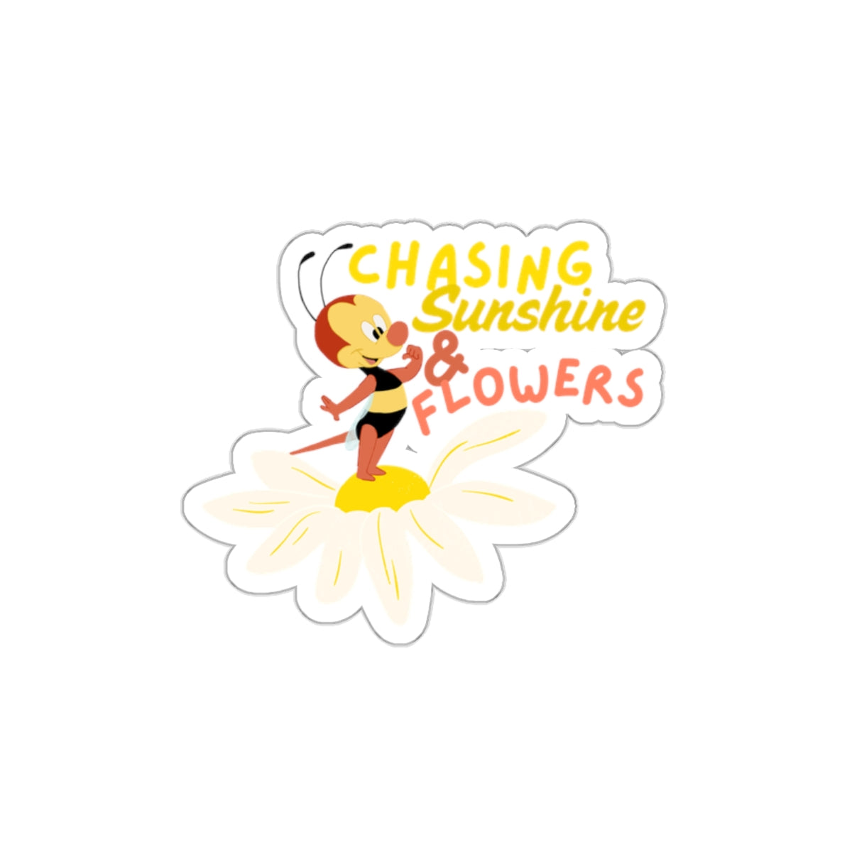 theme park flower and garden festival spikey bee, chasing sunshine and flowers sticker sparkle paperie house