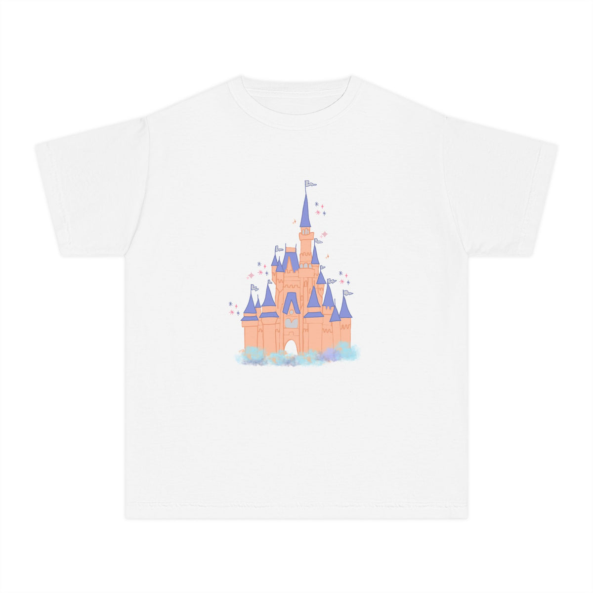 theme park fantasy land cindy castle t-shirt, fantasy magic pastel castle youth t-shirt sparkle paperie house