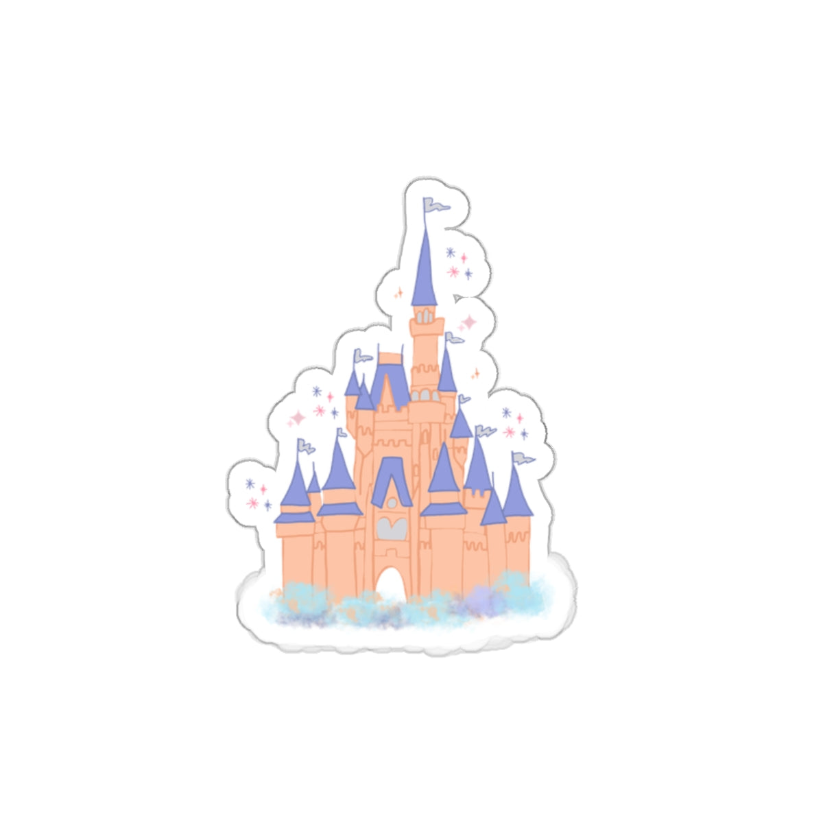 theme park fantasy land cindy castle die cut sticker, fantasy magic pastel castle vinyl die cut sticker sparkle paperie house