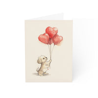 Dog Holding Heart Balloons Valentine's Day Card Set of 1