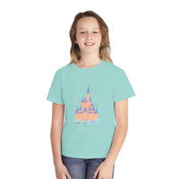 theme park fantasy land cindy castle t-shirt, fantasy magic pastel castle youth  t-shirt sparkle paperie house