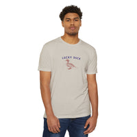 lucky duck graphic shirt, modern clean blue color lucky duck and red color duck graphic shirt sparkle paperie house