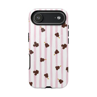 theme park mouse shaped ice cream with pink stripe tough phone case, sparkle paperie house