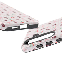 cherry fizz coquette tough phone case, pepper soda cherry coquette pattern phone case sparkle paperie house