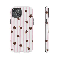 theme park mouse shaped ice cream with pink stripe tough phone case, sparkle paperie house