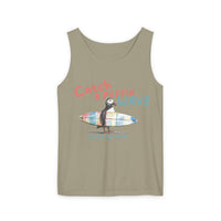catch a puffin wave surfer tank top, puffin surfing tank top sparkle paperie house