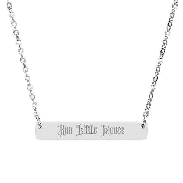 Dark Romance Run Little Mouse Engraving Horizontal Bar Necklace