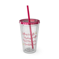 Theme park tumbler quote coffee, waffles, meet characters and beautiful walks 