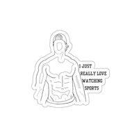 drawing of football player with quote i just really love watching sports for romance reader, sparkle paperie house romance stickers