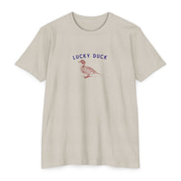 lucky duck graphic shirt, modern clean blue color lucky duck and red color duck graphic shirt sparkle paperie house