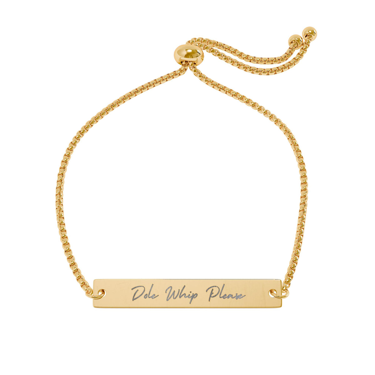 Pineapple whip please engraved adjustable bracelet, theme park ice cream bracelet sparkle paperie house