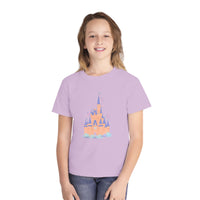 theme park fantasy land cindy castle t-shirt, fantasy magic pastel castle youth  t-shirt sparkle paperie house