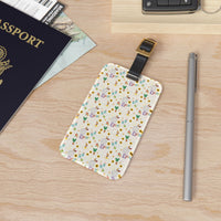 theme park flower and garden festival luggage tag, enchanted garden festival pattern luggage tag sparkle paperie house