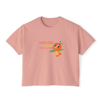 theme park springtime is the sweetest time with orange birdie, women's boxy graphic shirt 