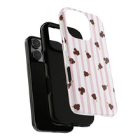 theme park mouse shaped ice cream with pink stripe tough phone case, sparkle paperie house