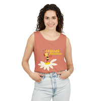 theme park flower and garden festival tank top, spike bee with chasing sunshine and flowers, sparkle paperie house