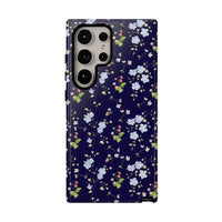 blue and white floral pattern phone case, spring strawberry pattern tough phone case sparkle paperie house