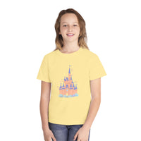 theme park fantasy land cindy castle t-shirt, fantasy magic pastel castle youth  t-shirt sparkle paperie house