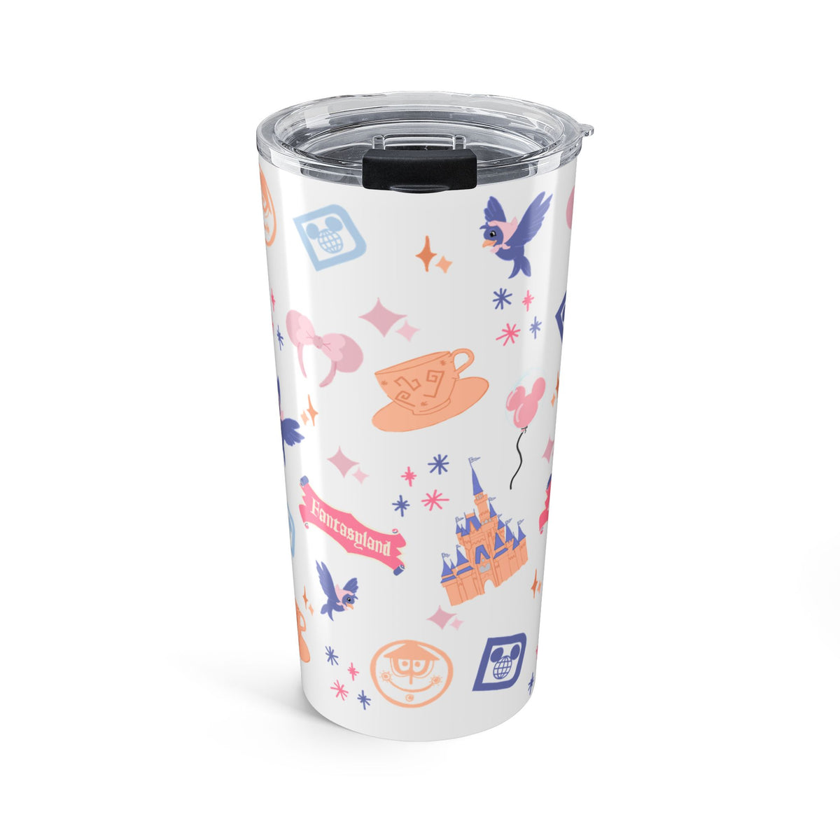 theme park fantasy land tumbler, fantasy magic pattern 20oz tumbler sparkle paperie house