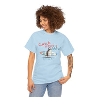 catch a puffin wave surfer t-shirt, puffin surfing t-shirt sparkle paperie house