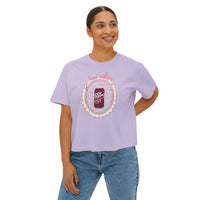 cherry fizz coquette women's boxy shirt, pepper soda cherry boxy shirt sparkle paperie house