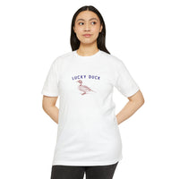 lucky duck graphic shirt, modern clean blue color lucky duck and red color duck graphic shirt sparkle paperie house