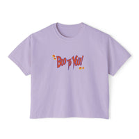 Boo too you Halloween Women Boxy Shirt with candy corn details, halloween boxy shirt sparkle paperie house 
