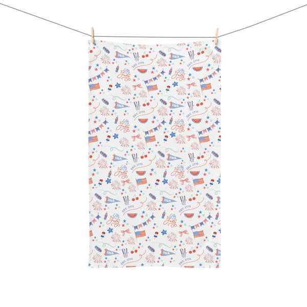 Patriotic 4th of July Pattern Hand Towel
