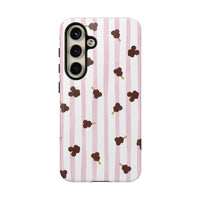 theme park mouse shaped ice cream with pink stripe tough phone case, sparkle paperie house