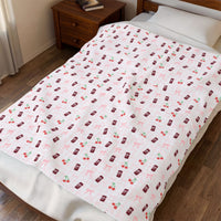 cherry fizz coquette blanket, 50"x60" pepper soda cherry coquette pattern blanket sparkle paperie house 