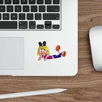 cartoon lizzie wearing mouse ears sticker, sparkle paperie house theme park sticker