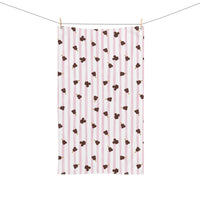 theme park mouse shaped ice cream pink stripe hand towel, sparkle paperie house