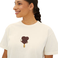 theme park mouse shaped ice cream bar women boxy shirt, sparkle paperie house