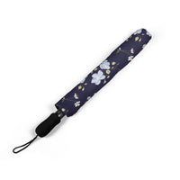 navy floral pattern umbrella, blue and white floral with strawberry pattern umbrella sparkle paperie house