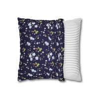 navy floral pattern double sided print pillowase, 14x14 and 16x16 navy floral and navy buffalo check pillowcase for indoor sparkle paperie house