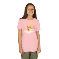 theme park kids t-shirt, spikey bee chasing sunshine and flowers graphic shirt, sparkle paperie house