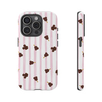 theme park mouse shaped ice cream with pink stripe tough phone case, sparkle paperie house