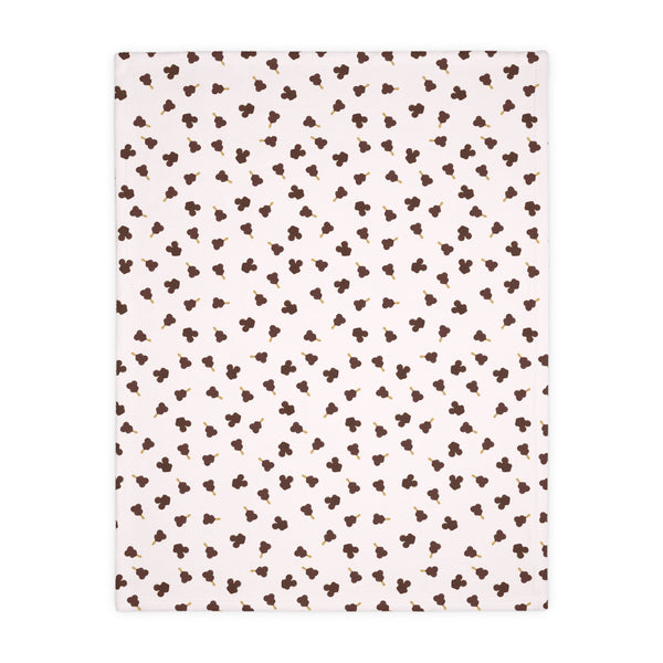 Boardwalk Sweets Mouse Shaped Ice Cream and Pink Striped Velveteen Microfiber Blanket Two-sided Print