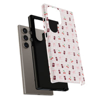 cherry fizz coquette tough phone case, pepper soda cherry coquette pattern phone case sparkle paperie house