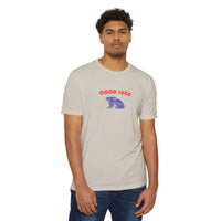 good luck rabbit graphic shirt, modern clean red color good luck with a blue color rabbit graphic t-shirt sparkle paperie house