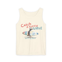 catch a puffin wave surfer tank top, puffin surfing tank top sparkle paperie house